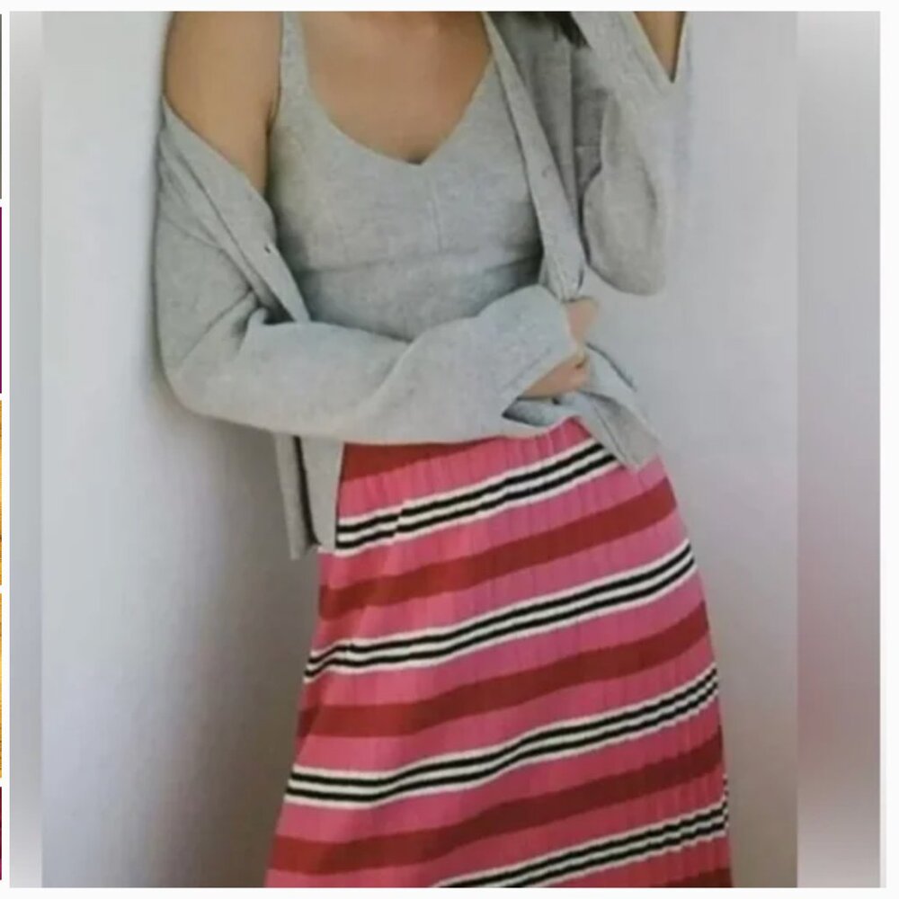 NWT Anthropologie Dora Knit Midi Skirt in Pink and Red Size XS - Picture 7 of 7